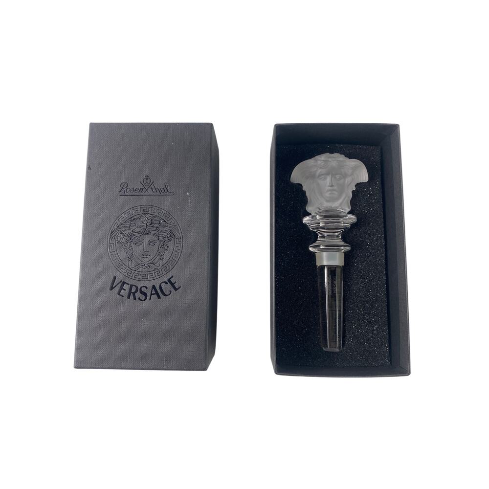 Versace Rosenthal Medusa Frosted Clear Crystal Leaded Wine Bottle Stopper